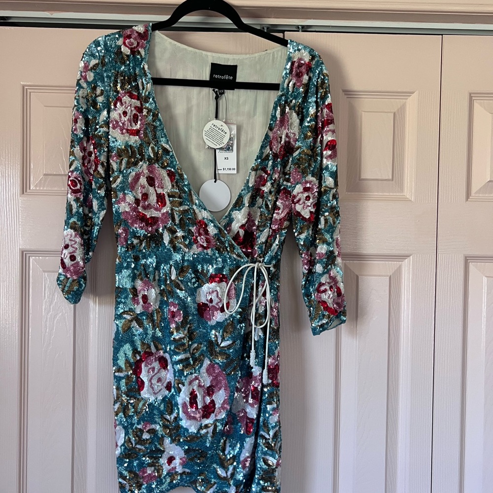 Retrofete floral sequin mini